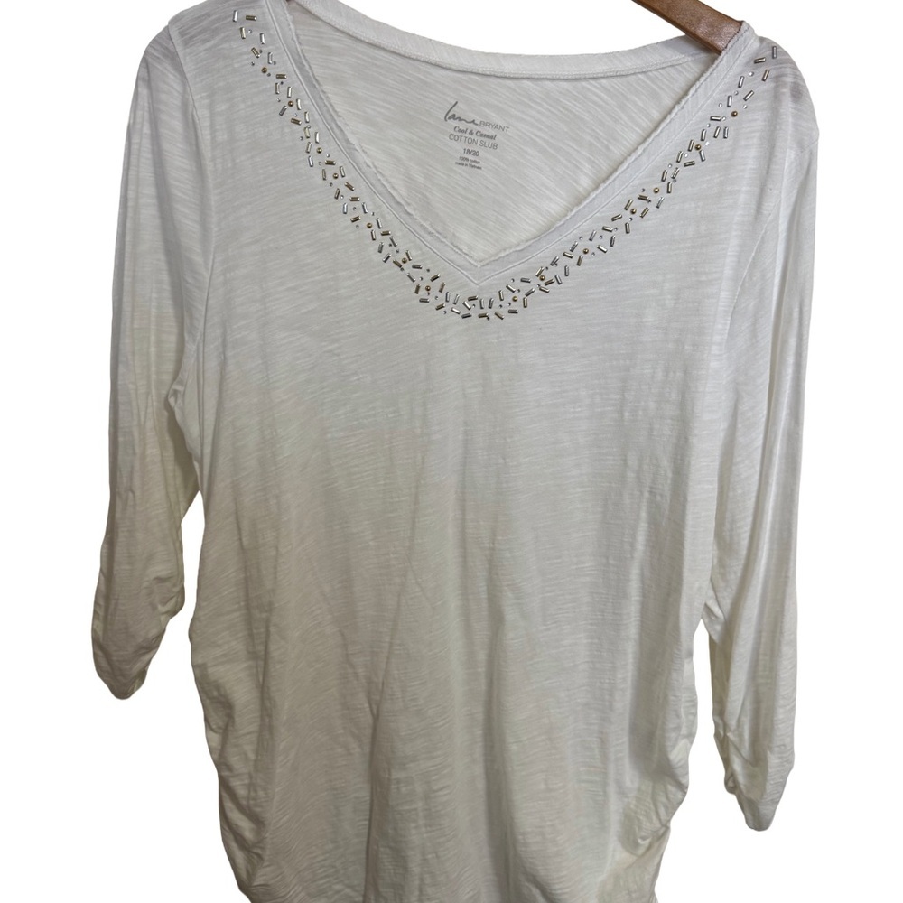 Lane Bryant Cool & Casual Embellished Cotton Slub Tunic